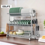 GSlife Dish Rack Stainless Steel Rak Pinggan Dish Drainer Rack Non Rusting Kitchen Plate Rack
