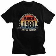 Awesome Since March T Shirt Men Short Sleeve Cotton T-shirt 1980 41th Birthday Gift 41 Years Old Tee