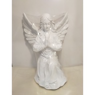 White Squat Angel Statue 25cm RF (8972) - Angel Statue - Spiritual Statue - White Angel Statue