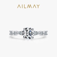 Ailmay Round 1ct Dazzling Ring 925 Solid Silver AAAAA CZ Engagement Rings For Women Wedding Fine Jew