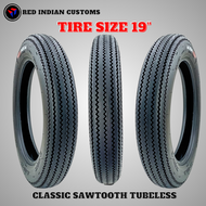 CLASSIC SAWTOOTH RED INDIAN TUBELESS TIRE 19” SIZES AVAIALBLE 4.00-19 OR 100/90-19 & 4.50-19 OR 120/