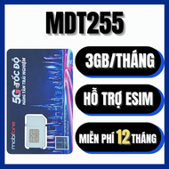 ( CÓ ESIM ) Sim 4G Mobi MDT250A/MDT350 4GB/tháng và MDT255 3GB/tháng Trọn Gói 1 NĂM - Phù Hợp Dùng