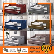 LPC MALL 07 & 08 Single Sofa Bed 3ft Day Bed With Pull Out Fabric Grey Katil DayBed+katil Talik