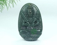 ZZOOI Beautiful Natural Green HeTian Jade Carved Chinese Zodiac GuanYin Buddha Lucky Amulet Pendant 