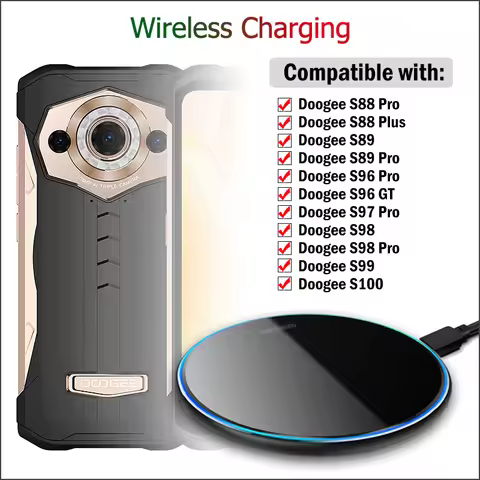 15W Fast Wireless Charger for Doogee S100 S99 S98 S97 Pro/S96 GT/S89 S88 Pro Plus Wireless Charging 