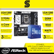 [COMBO] INTEL Core i5-10400F Processor + ASROCK B560M Pro 4 AC Intel 1200 MATX Motherboard