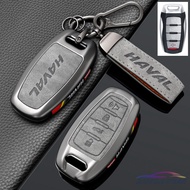 Zinc Alloy Leather Car Key Case Cover For HAVAL H6 , HAVAL Jolion , HAVAL H6 PHEV 4 Buttons Keybox K