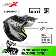 JPX SUPERMOTO NMAX BLACK DOFF SILVER HELMET