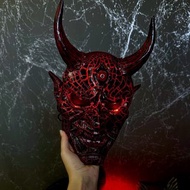 DBD Oni Mask - Red & Black Craquelure, Dead By Daylight Mask, Oni Demon Cosplay