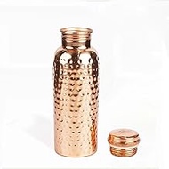 SAJTOX Pure Copper Water Bottle - Indian Handmade Ayurveda Healing Water Bottle for Drinking, Travel, Hiking, Gym, Office, Outdoor - Hammered Finish - 950 ml