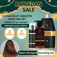 SUISCO | Caviar Silky Smooth & Hair Straightener Hair Care Set | Shampoo + Keratin Hair Treatment + 