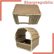 [Sharprepublic] Wooden Hamster Hideout Playing Guinea Pig House for Mouse Chinchilla Hamster
