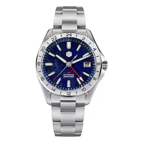 San Martin Men GMT Watch 39mm Automatic Mechanical Wristwatch 10Bar Waterproof Luminous Sapphire NH3
