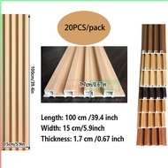 20PCS WPC Fluted Wall Panel Sticker Waterproof Grille Ecological Board TV Background Pvc Wood Panel