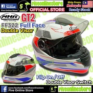 MHR Full Face GT2 Helmet Design Double Visor FullFace FF322 E3 RED/BLUE (SIRIM) Removeable Padding S