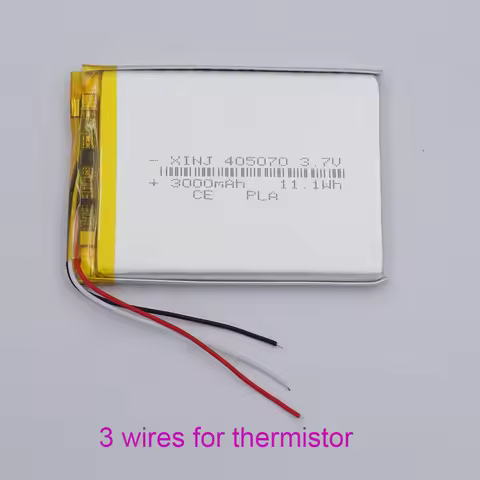 3.7V 3000 mAh 11.1Wh Polymer Li Lithium Lipo Battery Cell 3 Wires Thermistor 405070 For GPS LED Ligh