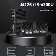 Fanless Industrial Mini PC Celeron J4125 Windows 10 Pro HTPC Dual LAN Gigabit 2 COM WiFi HDMI 2955U Mini Computer Desktop