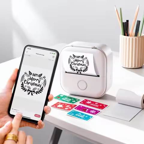 Mini Thermal Printer Wireless Mini Pocket Printer DIY Adhesive Sticker Printer Portable Label Printe