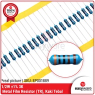 OHM 3K RESISTOR 0.5WATT TAIWAN RESISTOR 3K THICK LEGS 1/2W 0.5W