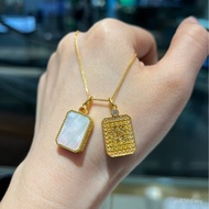 Fashion Men Women Necklace Fortune All-Match White Shell 18k Gold Gold Hair Character Rectangular Br