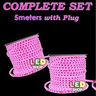 ♞Complete Set - Pink 5meters LED Strip Light 220v for accent cove lighting, decor ceiling lights