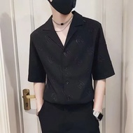 Three-quarter sleeve shirt three-quarter sleeve shirt High-End Hong Kong Style Trendy Handsome Casua