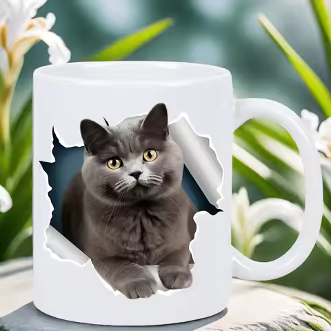 3D Cat Ceramic Mug with Realistic Cat Design, Perfect Gift for Cat Lovers and Everyday Use, Add a To
