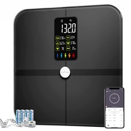 Body Fat Scale, Posture Extra Large Display Digital Bathroom Wireless Weight Scale Composition Analyzer with Heart Rate Heart Index &amp; Body Shape Index with Free APP 400Lb Black Black super large