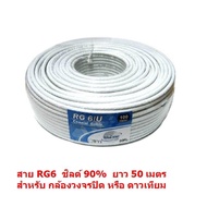 Mastersat สาย RG6  ชิลด์ 90%  ยาว 50 เมตร  แกนกลาง ทองแดง 20%   ถักซีน 128 เส้น  PVC 6.9 mm.  สำหรับ