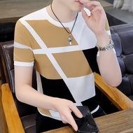 捡漏~冰丝印花时尚男装2025夏季减龄遮肚短袖T恤男士上衣25.6.3Picking up leaks~Ice silk printed fashionable men's clothing 2025