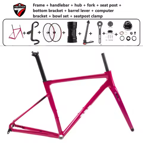 TWITTER C6 Ultralight Aluminum Road Frame Disc Brake Barrel Axle 12*142mm +Carbon fiber front 700*25