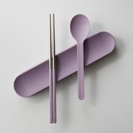 健康於筷 台灣製 TOGO餐具組 霧紫色(短款筷子、湯匙、外出盒)