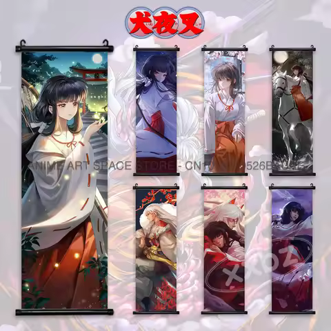 Inuyasha Hanging Painting Higurashi Kagome Wall Art Cartoon Kikyou Home Decorative Sesshoumaru Anime