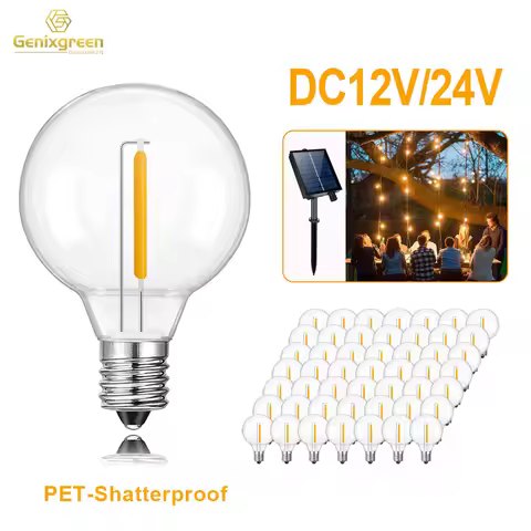 G40 Low Voltage DC12V 24V Led Light Bulbs 1W E12 Retro Plastic Replace Bulb For Off-Grid Solar Strin