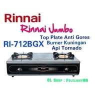 Kompor Gas Jumbo Rinnai RI-712BGX, 2 Tungku Jumbo Anti Gores + Burner