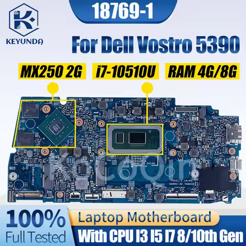 For Dell Vostro P114G 5390 5391 3301 7391 Notebook Mainboard 18769-1 0V61H1 02PKCV I3 I5 I7 8/10th 4