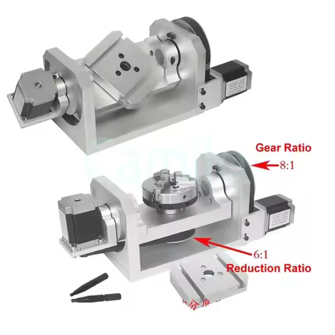 CNC Machine 4th 5th Rotary Axis 100mm 3 Jaw Chuck Rotation Axis for Metal Wood Router Milling Machin