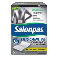 Salonpas Gel-Patch, for Back, Neck, Shoulder, Knee Pain and Muscle Soreness, 6 count