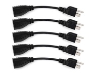 6-Inch Power Extension Cable, 5-Pack, Outlet Saver, 18 AWG