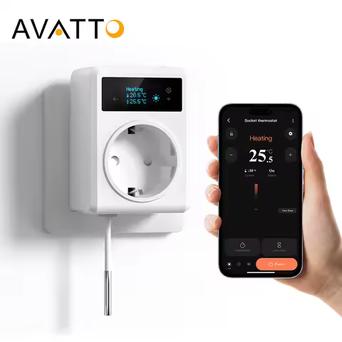 AVATTO Tuya WiFi 16A Outlet Plug Remote Temperature Controller Cooling&Heating,Thermostat Socket 3M 