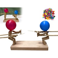 2024 New Handmade Wooden Fencing Puppets,Balloon Bamboo Man Battle,Battle Bots,Wooden Bots Battle Ga