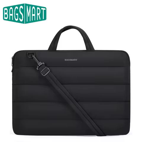 BAGSMART 15-16" Laptop Case with Shoulder Strap Fluffy Laptop Bag with Handle 15.6" Macbook Case for