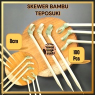 8cm cocktail bamboo Skewer - B knot teposuki bamboo Skewer - bamboo ribbon Skewer - cocktail pick