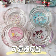 Cartoon transparent crystal glass ashtray cute girl home decoration household ash storage tray
