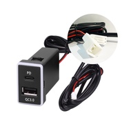 Honda/Toyota Car Dual Socket Port QC3.0 Fast Charging Type-C USB Port 6.4A Max LED Lightning Phone C