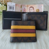 🍀🍀 กระเป๋าสตางค์ชาย มีไส้ COACH  COMPACT ID WALLET IN SIGNATURE