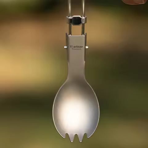 Tiartisan Titanium Folding Spork Outdoor Camping Ultralight Portable Tableware Backpacking Hiking Di