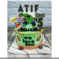 Cake Topper Tema Hulk/hiasan kek secret recipe@mamasab/brownies/pizza/donut/pulut kuning