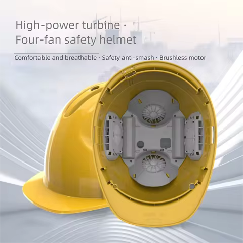 4 Gears Rechargeable Fan Helmet 1/2/4pcs Fans Waterproof Safety Helmet with Fans Power Bank Breathab