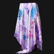 FemaleBigSquareTowelSilkSatcarfSunscreenShawlMulti-UseBagProfessionalFashionFloralShinyLadyWomenMusl